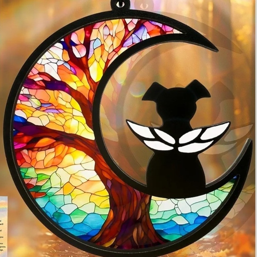 Rainbow‎ Bridge Light Catcher Dog Angel Moon Suncatcher Memorial